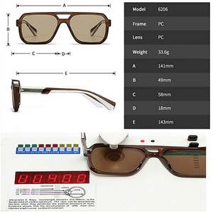 Lunettes de soleil pilote rétro de haute qualité avec logo personnalisé 2025, grande monture, UV400, double pont, carrées, pour hommes et femmes - Product Image 6