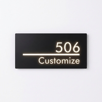 Plaque de porte moderne rétroéclairée à LED pour villa, en acier inoxydable, étanche, avec halo lumineux, pour numéro de maison extérieur