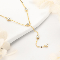 Ronde Moissanite Diamant Lange Ketting 100% Zilver 925 Ketting Y-vormige Ketting Charme Sieraden Valentijnsdag Cadeau voor Vrouw