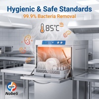 Lave-vaisselle industriel à capot, cycles de rinçage multiples, 80 ℃   Stérilisation à l'eau chaude, évier commercial en acier inoxydable épaissi