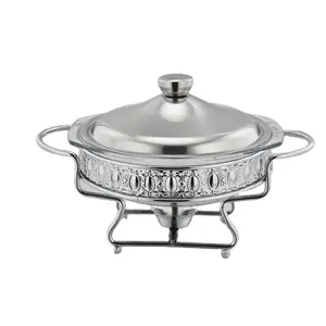 Venta caliente 2L Acero inoxidable Vidrio Buffet Calentador de alimentos Único Roll Top Chafing Dish Cocina Hotel Uso