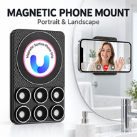 Support magnétique pour téléphone à ventouse, mains libres, pour diffusion en direct, selfie, vidéo, verre, carrelage, multi-surfaces