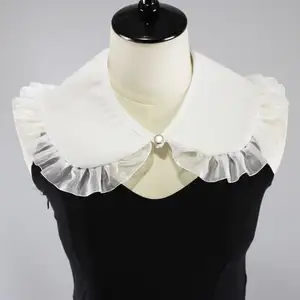 Handmade white lace round fake collar tippet For women
