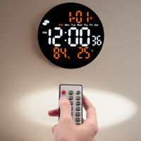Horloge numérique électronique à grand écran de 10 pouces, télécommande, horloge d'alarme LED, météo, température, humidité, calendrier, horloge murale