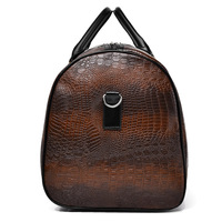 Bolsa de Viaje de Fin de Semana de Cuero PU con Diseño de Cocodrilo, Resistente a Arañazos, Gran Capacidad, Correa de Hombro Ajustable, Bolso de Mano para Hombre