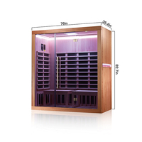 Sauna de Infrarrojos de Lujo para 3 Personas, Estilo Moderno, con Frente de Vidrio Completo, Madera Sólida, Sistema de Música Bluetooth, para Gimnasio o Sala de Estar