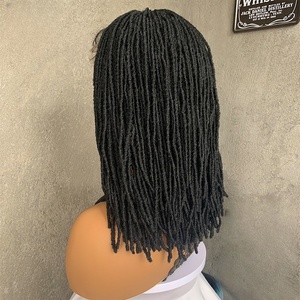 Perruque synthétique tressée sans colle de 14 pouces, effet fausses locks, densité 180 %, fibre haute température, pour femmes africaines - Product Image 2