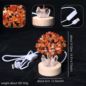 Arbre de cristal d'énergie artisanal en cristal de <span class=keywords><strong>quartz</strong></span> clair avec base en bois et lampe, vente en gros - Product Image 2
