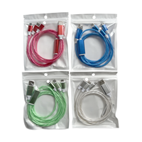 Câble USB de charge rapide Type-C lumineux 3-en-1 avec ports multiples pour téléphone, ordinateur et imprimante