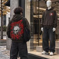 Sweat-shirt à capuche en coton surdimensionné marron, poids lourd 350-600 GSM, logo personnalisé, streetwear