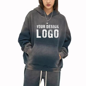 Sweat-shirts pour hommes en coton personnalisé, poids lourd, dégradé de couleur, avec doublure en polaire, mode décontractée, teinture par pulvérisation, épaules tombantes - Product Image 6