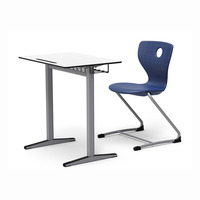 Mesa Escolar de Tablero Laminado de Segunda Generación, Muebles para Aula, Conjunto de Escritorio y Silla para Estudiantes