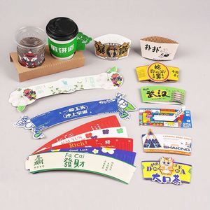 Manchons de tasses en papier Kpop jetables personnalisés pour boissons chaudes, thé au lait à bulles, café – Manchons en carton ondulé et papier kraft - Product Image 4