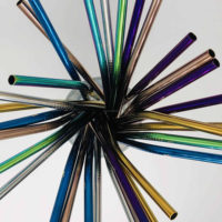 Paille à boire en métal réutilisable en acier inoxydable 304, couleur bambou, écologique