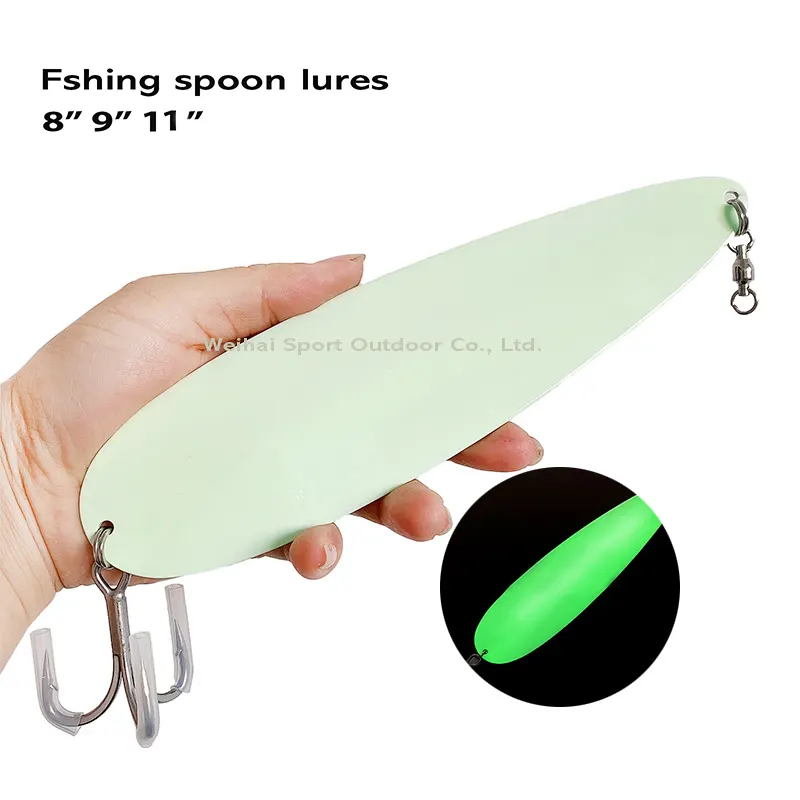 Factory wholesale Free samples Fishing Baits Heavy Metal Flutter Spoon 8" 9" 11"Smooth Surface fishing spoon lures