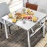 Table pliante en acier inoxydable de haute qualité Portable Home Outdoor Stall Location Table à manger carrée