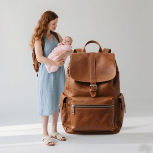 Nhà sản xuất tùy chỉnh unisex Vegan PU da tã tã Túi ba lô tổ chức yếu tố cần thiết sơ sinh cho cô gái với thay đổi mat - Product Image 1
