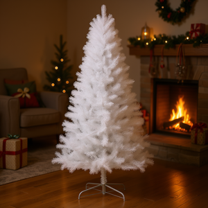 Árbol de Navidad Artificial Blanco de 6 pies con 1000 Puntas de Ramas, Base de Acero de Apertura Automática, Decoración Navideña para Interiores - Product Image 2