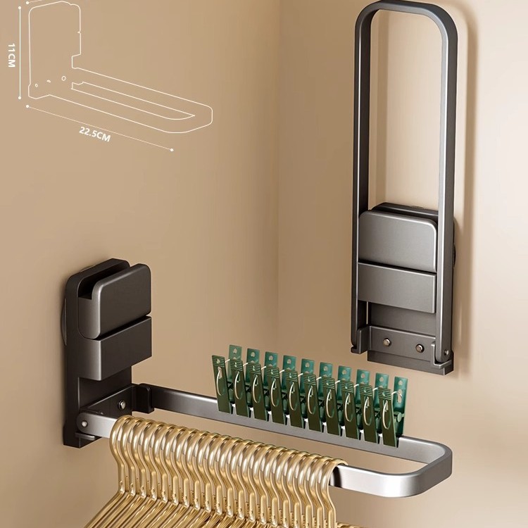 Percha plegable con ventosa, gris plomo, paquete de dos.