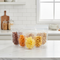Sachets transparents autoportants en papier kraft avec fermeture éclair, impression par gravure, résistants à l'humidité, pour aliments pour animaux et nouilles