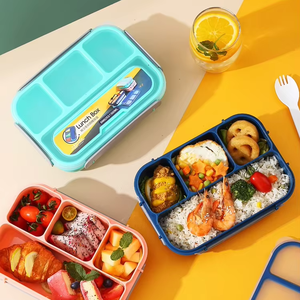 กล่องเบนโตะสำหรับผู้ใหญ่ผู้ชายผู้หญิงพร้อมภาชนะใส่อาหารกล่องใส่อาหารกล่องใส่ซอส4ช่อง - Product Image 3
