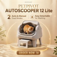 AutoScooper 12 Lite Bac à litière automatique pour chat, entrée par le devant, facile à nettoyer, fonction de verrouillage pour enfants, boutons de commande simples