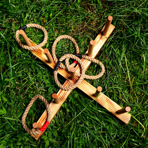 Jeu de lancer d'anneaux mural haut de gamme en bois d'acacia pour l'intérieur et l'extérieur, idéal pour les enfants, formes géométriques, toutes saisons, vente en gros - Product Image 1