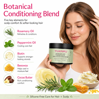 Pommade capillaire bio Romarin Menthe pour femmes et hommes, soin sans rinçage 2-en-1, hydratant naturel pour cheveux, fixe les boucles et la brillance