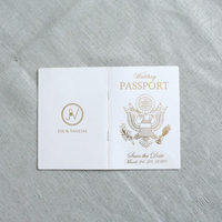 Papier blanc imprimé personnalisé avec feuille d'or de luxe 4 pages DIY carte de passeport Invitations de mariage artisanat en papier fait à la main