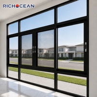 Ventanas Corredizas de Aluminio Resistentes a Impactos RICHOCEAN, Insonorizadas, con Vidrio Low-E y Rejillas de Seguridad Antirrobo con Diamantes