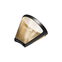 Filtre à café réutilisable sans papier en forme de cône, écologique, avec infuseur en maille dorée pour la préparation de café à domicile