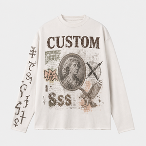 เสื้อยืดคัสตอมเลเบล 300GSM ผ้าคอตตอนเนื้อหนัก ซักแล้ว ทรงโอเวอร์ไซส์ ครอป ทรงบ็อกซี่ ประดับคริสตัลวิบวับ เสื้อยืดผู้ชาย - Product Image 3