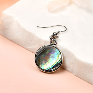 女性のためのホット販売ファッションジュエリー楕円形ナチュラルアワビシェルフックドロップイヤリング - Product Image 3