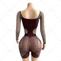 ELITES Robe mini en résille rayée pour femmes exotiques, Vente en gros, Tenue de danse sexy, Body Teddy Babydoll