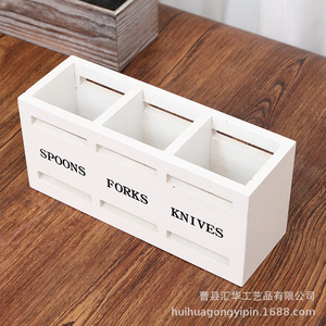 Wooden tableware <b>storage</b> <b>box</b>, <b>kitchen</b> tableware sorting and organizing <b>box</b>, household dining table chopsticks and forks wooden - Product Image 3