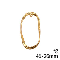 Conector Ovalado Martillado 49x26mm de Aleación Tono Dorado, Eslabón de Aro Abierto para Peineta de Boda Boho