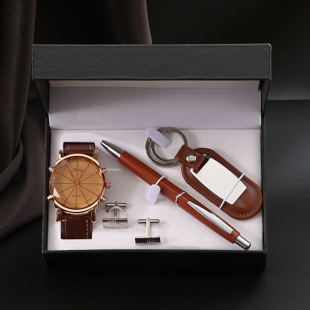 curry, llavero de reloj, gemelos de bolígrafo, caja de regalo de madera