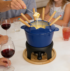 Ensemble de <span class=keywords><strong>fondue</strong></span> en émail rouge avec 6 fourchettes, brûleur en fonte, base en bois, kit complet pour <span class=keywords><strong>fondue</strong></span> au chocolat, à la <span class=keywords><strong>viande</strong></span> et au fromage - Product Image 6