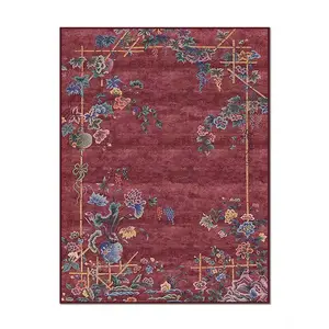 Sihirli halı krallık fabrika toptan özel çiçek şekilli kilim oturma odası halı büyük boy kırmızı kilim