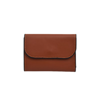 Dompet PU Wanita Gaya Korea Baru Warna Solid Pendek Minimalis Mewah Berpinggiran Minyak Anti RFID Multi-Fungsi