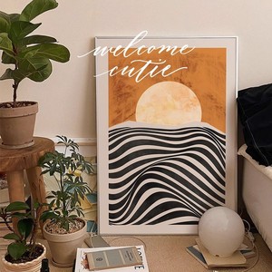 Tableau mural abstrait moderne encadré, toile huileuse, cadre en aluminium, rectangle noir, pour restaurant, salle à manger, chambre, salon - Product Image 2
