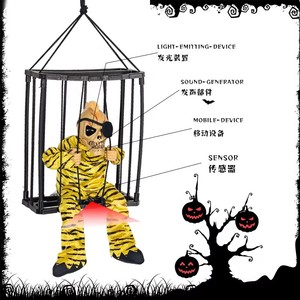 Novedad: Juguete Eléctrico Luminoso <span class=keywords><strong>de</strong></span> Halloween, Fantasma Gritón en Jaula, Decoración para Casa Embrujada, Muñecos Colgantes con Voz en Jaula - Product Image 3