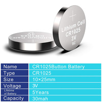 Batería de Botón Pkcell CR1025 3v, Batería de Litio Tipo Moneda de 30mah para Linterna, Regalo