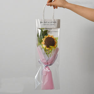 ช่อดอกไม้ประดิษฐ์หลากสีสัน ทำมือ ดอกทิวลิปถักโครเชต์ ดอกทานตะวันถักไหมพรม ดอกคาร์เนชั่นถักไหมพรม - Product Image 5