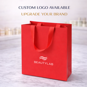 Sac cadeau en papier pour emballage de produits de beauté, pour les vendeurs en ligne, sac de transport blanc avec poignée souple, taille et logo personnalisés - Product Image 3