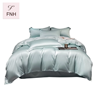 Parure de lit 4 pièces moderne 100 % Lyocell personnalisée, couleur unie, drap-housse, taie d'oreiller, pour dortoir universitaire, soyeuse et fraîche pour l'été