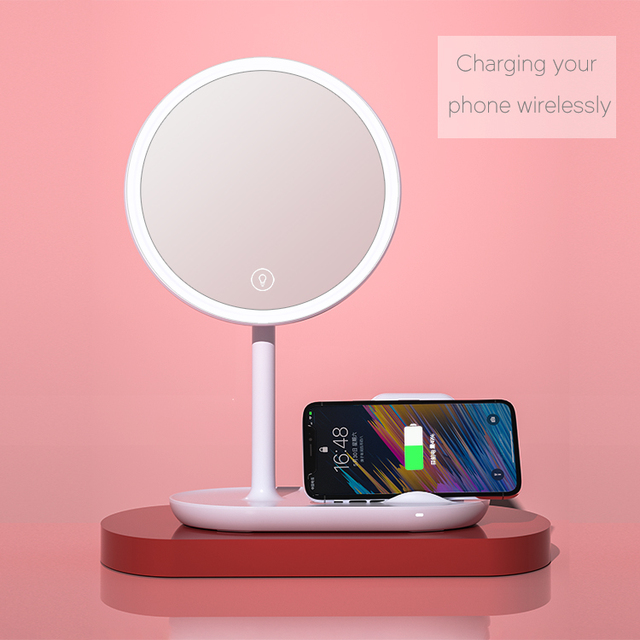 Customized Factory Wholesale Price High Quality Luxury Desktop Makeup Mirror with Led Light Vanity Con Luz Led Makeup