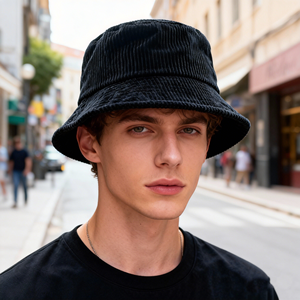 Chapeau Bob en Velours Côtelé Personnalisé de Haute Qualité, Nouveau Design, Large Bord, Logo Brodé 3D pour Usage Quotidien et Pêche en Voyage - Product Image 6