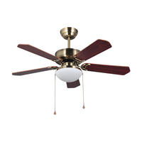 Ventilateur de plafond rétro à 5 pales en bois avec lumière LED, télécommande, silencieux et réversible pour salon et chambre à coucher