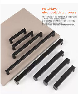 Vintage <strong>Black</strong> Zinc Alloy Stainless Steel Furniture <strong>Door</strong> Handles <strong>Knobs</strong> for Bedroom Kitchen Wardrobe Cabinets Drawer Pulls - Product Image 2